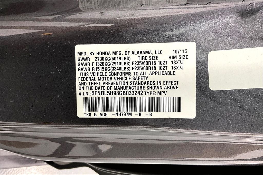 2016 Honda Odyssey Touring