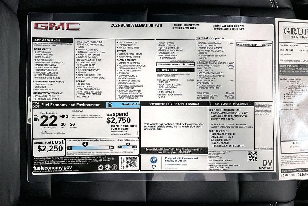 2026 GMC Acadia Elevation