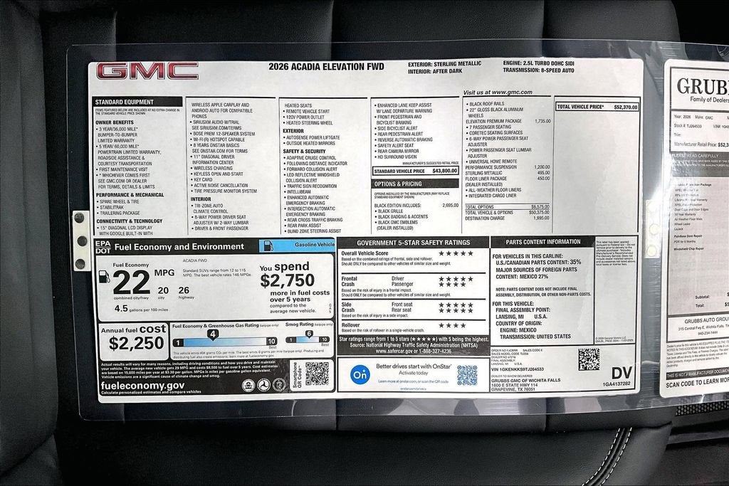 2026 GMC Acadia Elevation