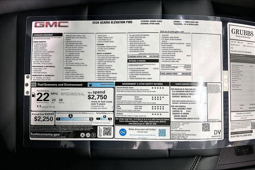 2026 GMC Acadia Elevation