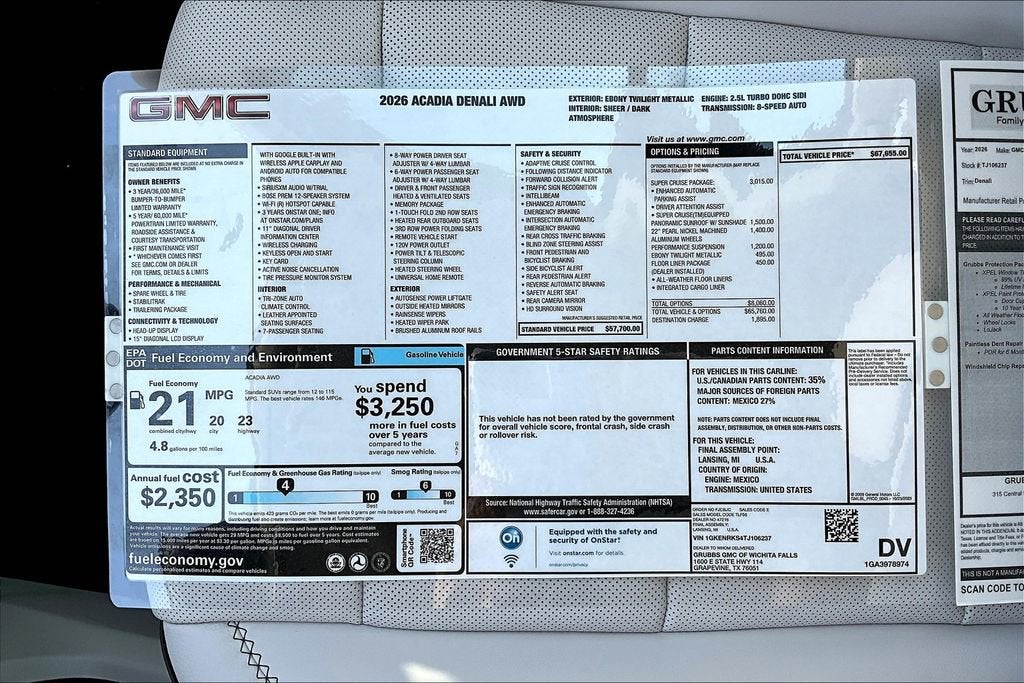 2026 GMC Acadia Denali