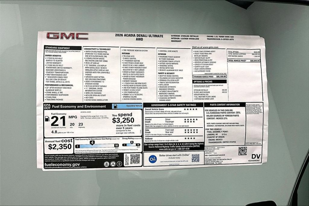 2026 GMC Acadia Denali Ultimate