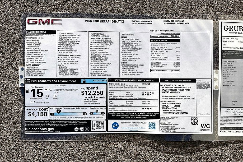 2026 GMC Sierra 1500 AT4X